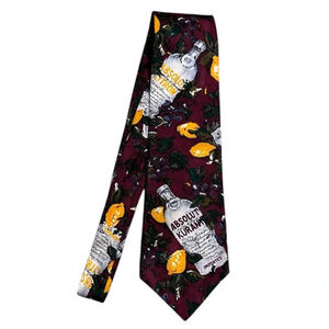 Absolut Vine Citron Kurant Burgundy Yellow Silk Tie Made in USA